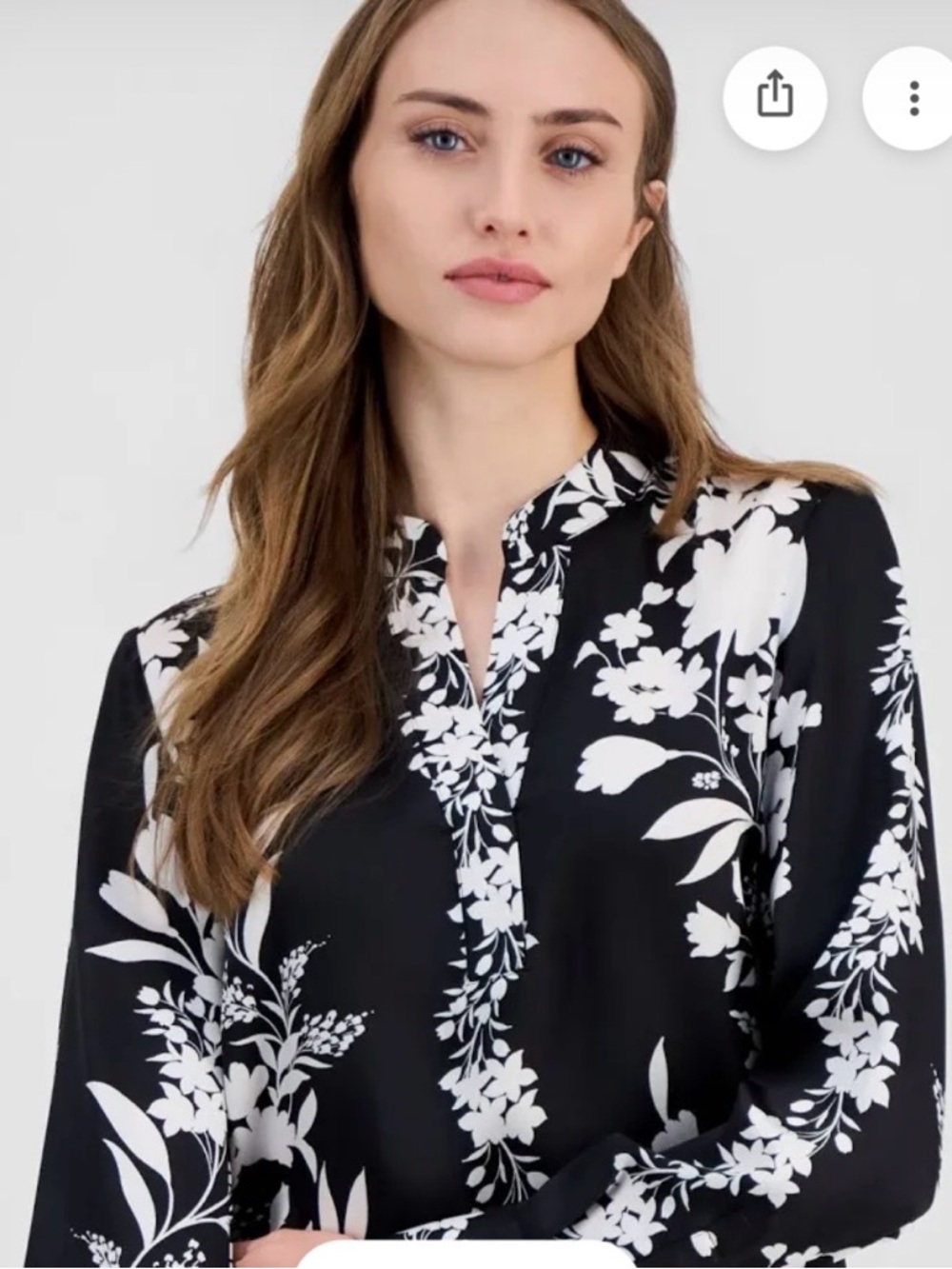 Anne Klein Black & White  Split-Neck Women's Top